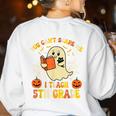 You Can't Scare Me I Teach 5th Grade Teacher Halloween Ghost Women's Sweatshirt Back Print White