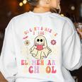 You Can't Scare Me I Teach Elementary School Teacher Spooky Women's Sweatshirt Back Print White