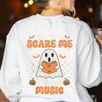 You Can't Scare Me I Teach Music Retro Teacher Halloween Women's Sweatshirt Back Print White You Can't Scare Me I Teach Music Retro Teacher Halloween Women's Sweatshirt Back Print White
