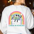 Career In Modeling AAC Teacher SLP SPED Communication Autism Women's Sweatshirt Back Print White Career In Modeling AAC Teacher SLP SPED Communication Autism Women's Sweatshirt Back Print White