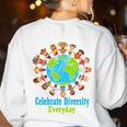 Celebrate Diversity Everyday Teachers & School Student Women's Sweatshirt Back Print White Celebrate Diversity Everyday Teachers & School Student Women's Sweatshirt Back Print White