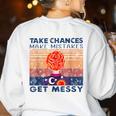 Take Chances Make Mistakes Get Messy Vintage Teacher Life Women's Sweatshirt Back Print White Take Chances Make Mistakes Get Messy Vintage Teacher Life Women's Sweatshirt Back Print White