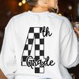 Checkered Fourth Grade Back To School Teachers Students Women's Sweatshirt Back Print White