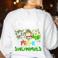 Chillin With My Pre-K Snowmies Christmas Teacher Xmas Women's Sweatshirt Back Print White Chillin With My Pre-K Snowmies Christmas Teacher Xmas Women's Sweatshirt Back Print White