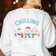 Chillin With My Snowmie Women Christmas Snowman Teacher Snow Women's Sweatshirt Back Print White Chillin With My Snowmie Women Christmas Snowman Teacher Snow Women's Sweatshirt Back Print White