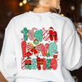 Christmas Coquette Bow Teacher Teach Love Inspire Women's Sweatshirt Back Print White Christmas Coquette Bow Teacher Teach Love Inspire Women's Sweatshirt Back Print White
