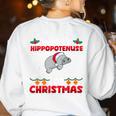 Christmas Math Teacher Hippopotenuse Math Lovers Xmas Women's Sweatshirt Back Print White Christmas Math Teacher Hippopotenuse Math Lovers Xmas Women's Sweatshirt Back Print White