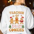 Christmas Teacher Of Smart Cookies Gingerbread Man Teaching Women's Sweatshirt Back Print White Christmas Teacher Of Smart Cookies Gingerbread Man Teaching Women's Sweatshirt Back Print White