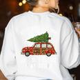 Christmas Teacher Squad Festive Car Tree Lights Xmas Women's Sweatshirt Back Print White Christmas Teacher Squad Festive Car Tree Lights Xmas Women's Sweatshirt Back Print White