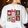 Christmas Teacher Stamps Women's Sweatshirt Back Print White