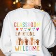 In This Classroom Everyone Is Welcome For Teacher Women's Sweatshirt Back Print White In This Classroom Everyone Is Welcome For Teacher Women's Sweatshirt Back Print White