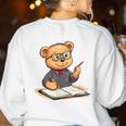 Classroom Fun With Teddy Bear Teacher Women's Sweatshirt Back Print White Classroom Fun With Teddy Bear Teacher Women's Sweatshirt Back Print White