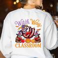 Way To Classroom Halloween Witch Three Cute Sloths Teacher Women's Sweatshirt Back Print White Way To Classroom Halloween Witch Three Cute Sloths Teacher Women's Sweatshirt Back Print White