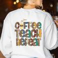 Coffee Teach Repeat Leopard Print Back To School Teachers Women's Sweatshirt Back Print White