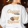Coffee Teach Repeat Teacher Women's Sweatshirt Back Print White Coffee Teach Repeat Teacher Women's Sweatshirt Back Print White