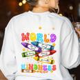 Color The World With Kindness Crayon Positivity Teacher Women's Sweatshirt Back Print White Color The World With Kindness Crayon Positivity Teacher Women's Sweatshirt Back Print White
