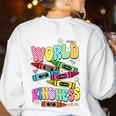Color The World With Kindness Teacher Back To School Women's Sweatshirt Back Print White Color The World With Kindness Teacher Back To School Women's Sweatshirt Back Print White