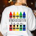 Colorful Crayon Kindergarten Team Tee For Teachers Students Men Women Kids Women's Sweatshirt Back Print White