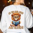 All The Cool Lions Are Reading Lion Teacher Men Women Kids Women's Sweatshirt Back Print White