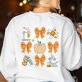 Coquette Bow Fall Science Teacher Stem Teacher Thanksgiving Women's Sweatshirt Back Print White Coquette Bow Fall Science Teacher Stem Teacher Thanksgiving Women's Sweatshirt Back Print White