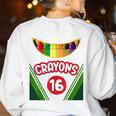 Crayon Box Fun Teacher Student Crayon Squad Halloween 2023 Women's Sweatshirt Back Print White Crayon Box Fun Teacher Student Crayon Squad Halloween 2023 Women's Sweatshirt Back Print White