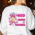 Created By God Called To Teacher Jesus Christian Teacher Women's Sweatshirt Back Print White Created By God Called To Teacher Jesus Christian Teacher Women's Sweatshirt Back Print White