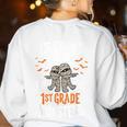 Creepin It Real With My 1st Grade Monsters Halloween Teacher Women's Sweatshirt Back Print White Creepin It Real With My 1st Grade Monsters Halloween Teacher Women's Sweatshirt Back Print White
