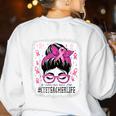 CTE Teacher In October We Wear Pink Breast Cancer Awareness Women's Sweatshirt Back Print White