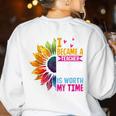 Cute I Became A Teacher Because Your Life Is Worth My Time Women's Sweatshirt Back Print White