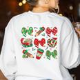 Cute Coquette Pencil Bow Christmas School Teacher Student Women's Sweatshirt Back Print White Cute Coquette Pencil Bow Christmas School Teacher Student Women's Sweatshirt Back Print White