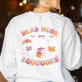 Cute Ghost Book Read More Books Teachers Halloween Women's Sweatshirt Back Print White