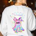 Cute Ghost Book Reading Halloween Teacher Top Girls Women Women's Sweatshirt Back Print White Cute Ghost Book Reading Halloween Teacher Top Girls Women Women's Sweatshirt Back Print White