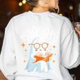 Cute Ghost Reading Book Librarian Teacher Halloween Costume Women's Sweatshirt Back Print White Cute Ghost Reading Book Librarian Teacher Halloween Costume Women's Sweatshirt Back Print White