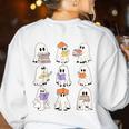 Cute Ghost Reading Books Teacher Halloween Reading Men Women Kids Women's Sweatshirt Back Print White Cute Ghost Reading Books Teacher Halloween Reading Men Women Kids Women's Sweatshirt Back Print White