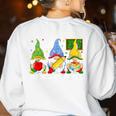 Cute Gnomes Teach Love And Inspire Back To School Teacher Women's Sweatshirt Back Print White Cute Gnomes Teach Love And Inspire Back To School Teacher Women's Sweatshirt Back Print White