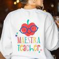 Cute Maestra Teacher Women's Sweatshirt Back Print White