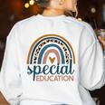 Cute Special Education Leopard Print SPED Teacher Idea Women's Sweatshirt Back Print White Cute Special Education Leopard Print SPED Teacher Idea Women's Sweatshirt Back Print White