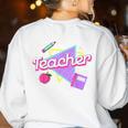 Cute Teacher Shirt 80's 90's Style Retro Old School Teacher For Men Women Women's Sweatshirt Back Print White