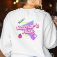 Cute Teacher's Aide Shirt 80's 90's Back To School For Men Women Women's Sweatshirt Back Print White Cute Teacher's Aide Shirt 80's 90's Back To School For Men Women Women's Sweatshirt Back Print White