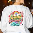 Daycare Teacher Daycare Provider Early Childhood Vibes Women's Sweatshirt Back Print White Daycare Teacher Daycare Provider Early Childhood Vibes Women's Sweatshirt Back Print White