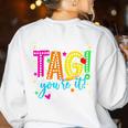 Dear Parents Tag You'Re It Love Teachers Last Day Of School Women's Sweatshirt Back Print White
