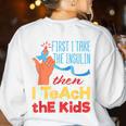 Diabetic Teacher Diabetes Awareness Insulin Blue Ribbon Women's Sweatshirt Back Print White