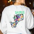 Dino Para Professional Teacher Collection T-Rex Dinosaur Paraeducator Assistant Teacher Women's Sweatshirt Back Print White
