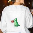 Dinosaur Thesaurus Grammar Joke Teacher Women's Sweatshirt Back Print White