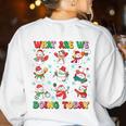 What Are We Doing Today PE Teacher Snowman Christmas Women's Sweatshirt Back Print White What Are We Doing Today PE Teacher Snowman Christmas Women's Sweatshirt Back Print White