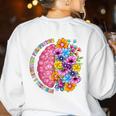 Dyslexia Different Perspective Reading Brain Floral Teacher Women's Sweatshirt Back Print White Dyslexia Different Perspective Reading Brain Floral Teacher Women's Sweatshirt Back Print White