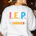 I E P I Encourage Progress Special Education Teacher Women's Sweatshirt Back Print White