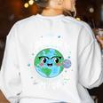 Earth Day Rotation Of The Earth Makes My Day Science Teacher Women's Sweatshirt Back Print White Earth Day Rotation Of The Earth Makes My Day Science Teacher Women's Sweatshirt Back Print White