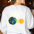 Earth Rotation Earth Day Science Teacher Kids Women Women's Sweatshirt Back Print White