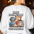 Easily Distracted By Cats & History Teacher Women Men Women's Sweatshirt Back Print White Easily Distracted By Cats & History Teacher Women Men Women's Sweatshirt Back Print White